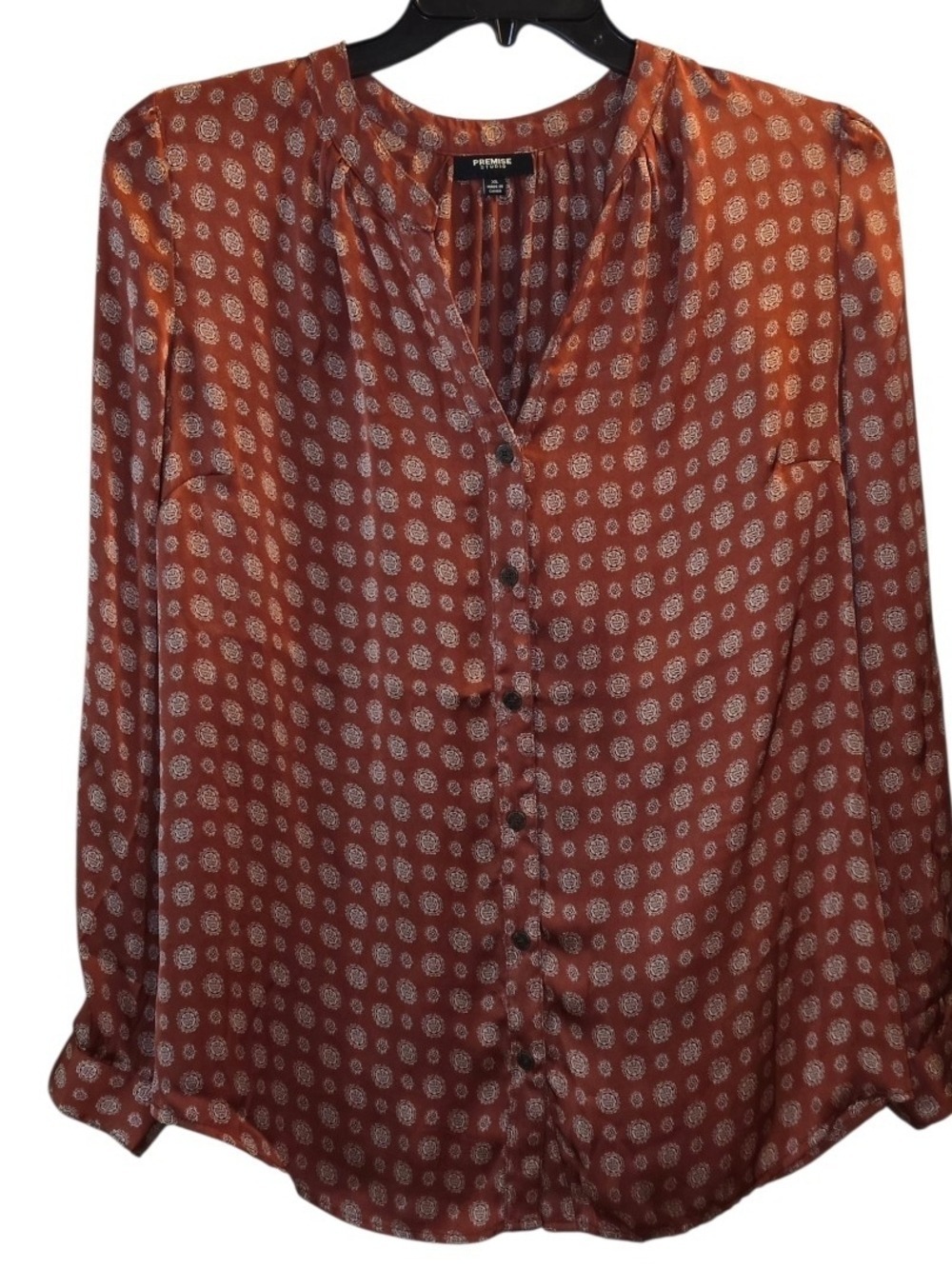 Premise Studio Long Sleeve Blouse Rust Orange XL